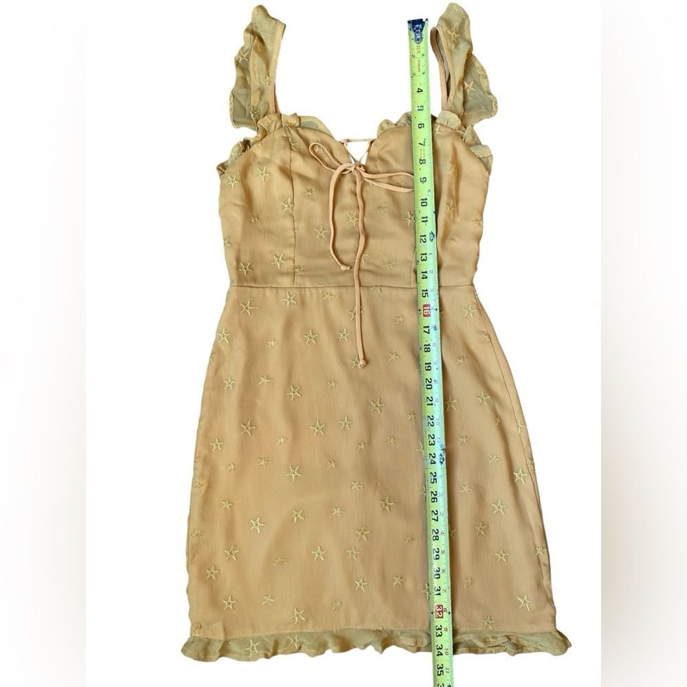4SI3NNA Star Embroidered Mini Dress M Ruffle Strap Fairycore Y2K - Picture 5 of 10